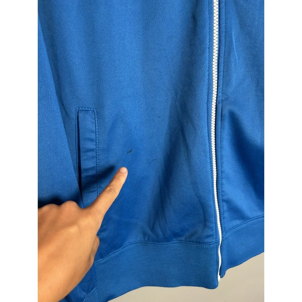 The North Face Men Large Blue Full Zip Track Stripe Athletic Outdoor gym jacket